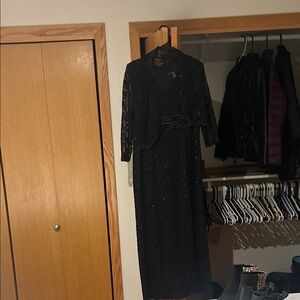 R&M Richards Black Long Sleeve Lace Dress